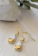 Venture Imports White and Gold Triangle Earrings
