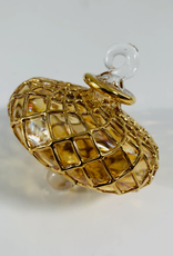 Dandarah Small Blown Glass Ornament - Amber Diamond Toupie
