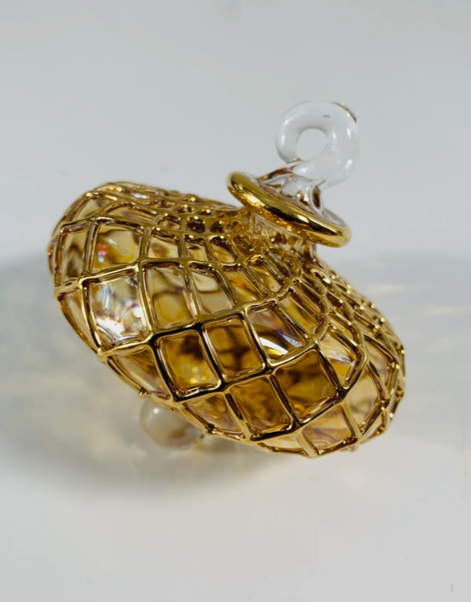 Dandarah Small Blown Glass Ornament - Amber Diamond Toupie