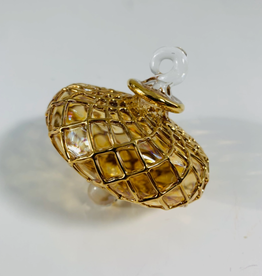 Dandarah Small Blown Glass Ornament - Amber Diamond Toupie