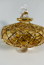 Dandarah Small Blown Glass Ornament - Amber Diamond Toupie