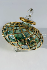 Dandarah Small Blown Glass Ornament - Emerald Diamond Toupie