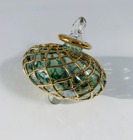 Dandarah Small Blown Glass Ornament - Emerald Diamond Toupie