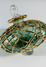Dandarah Small Blown Glass Ornament - Emerald Diamond Toupie