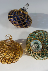 Dandarah Small Blown Glass Ornament - Emerald Diamond Toupie