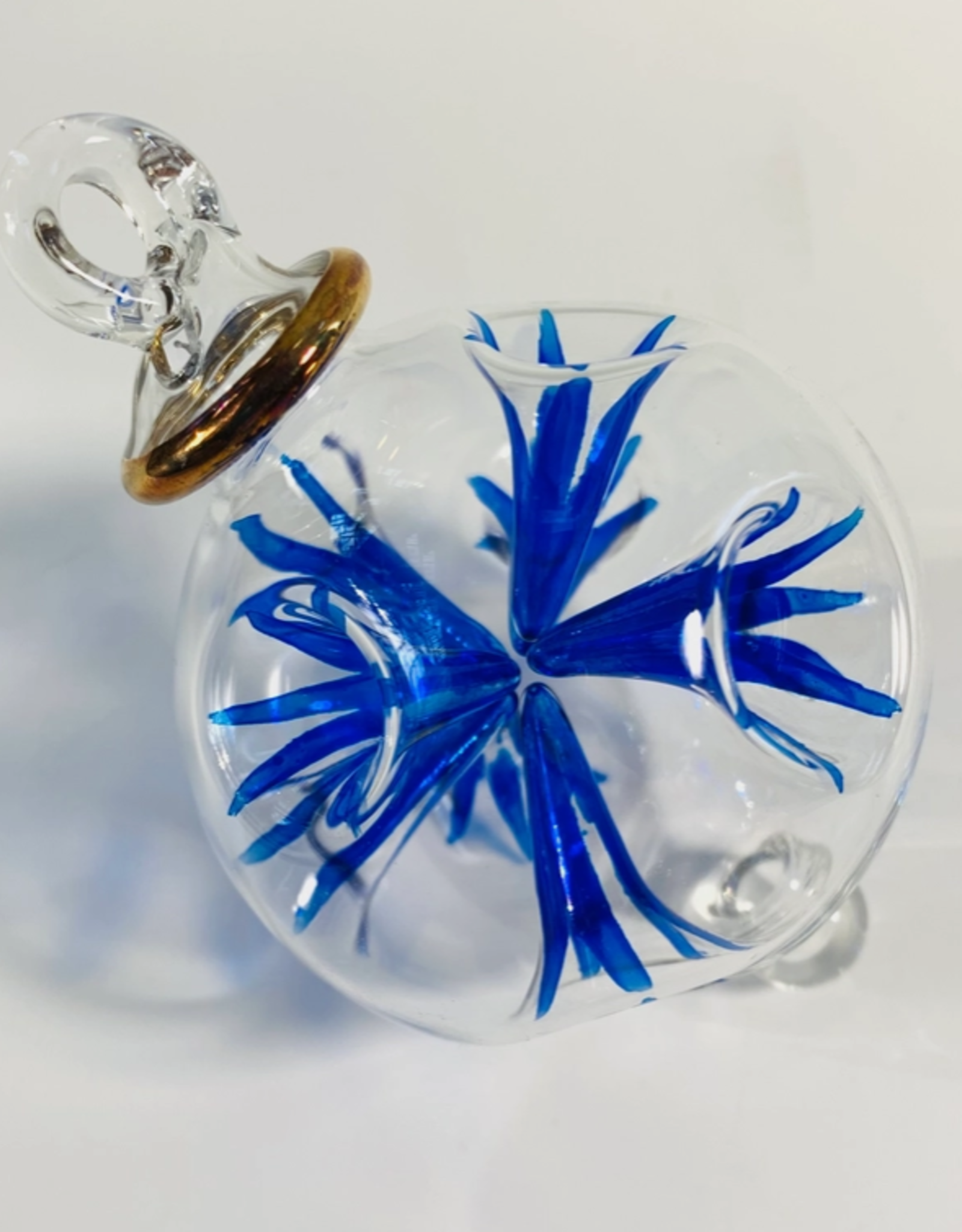 Dandarah Blown Glass Ornament - Blossoms Blue