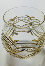 Dandarah Blown Glass Wine Glass / Candle Holder- Gold Carousel