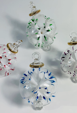 Dandarah Small Blown Glass Ornament - Green & White Blossoms
