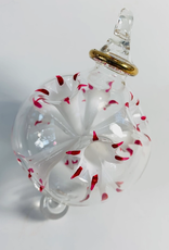 Dandarah Small Blown Glass Ornament - Red & White Blossoms
