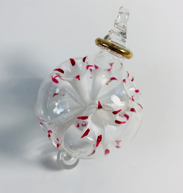 Dandarah Small Blown Glass Ornament - Red & White Blossoms