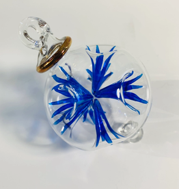 Dandarah Small Blown Glass Ornament - Blue Blossoms