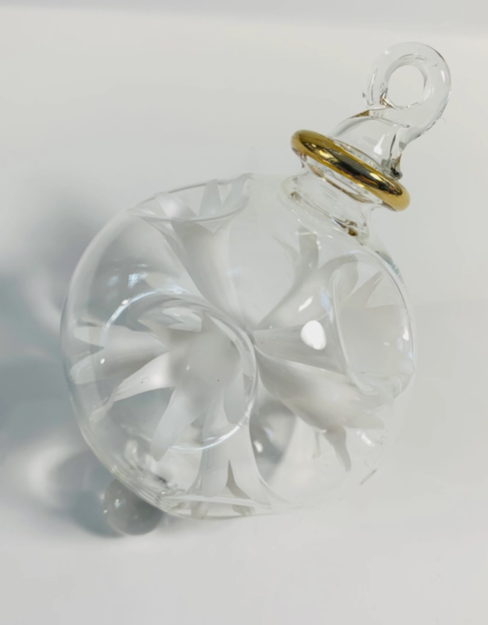 Dandarah Small Blown Glass Ornament - White Blossoms