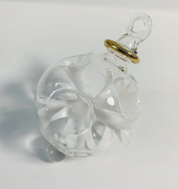 Dandarah Small Blown Glass Ornament - White Blossoms