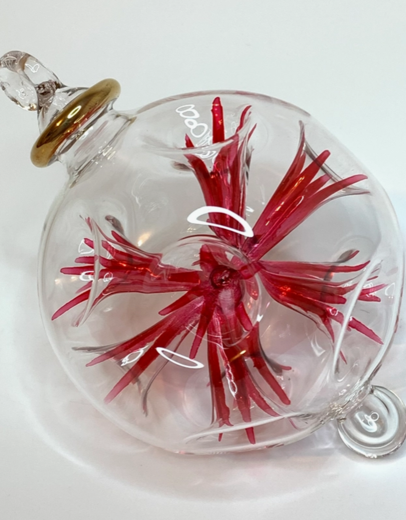 Dandarah Small Blown Glass Ornament - Red Blossoms