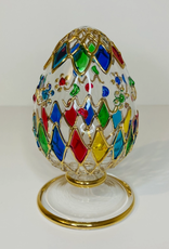 Dandarah Medium Blown Glass Tabletop Egg - Colored Harlequin