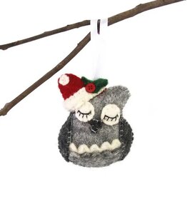 Global Crafts Sleeping Owl Felt Ornament