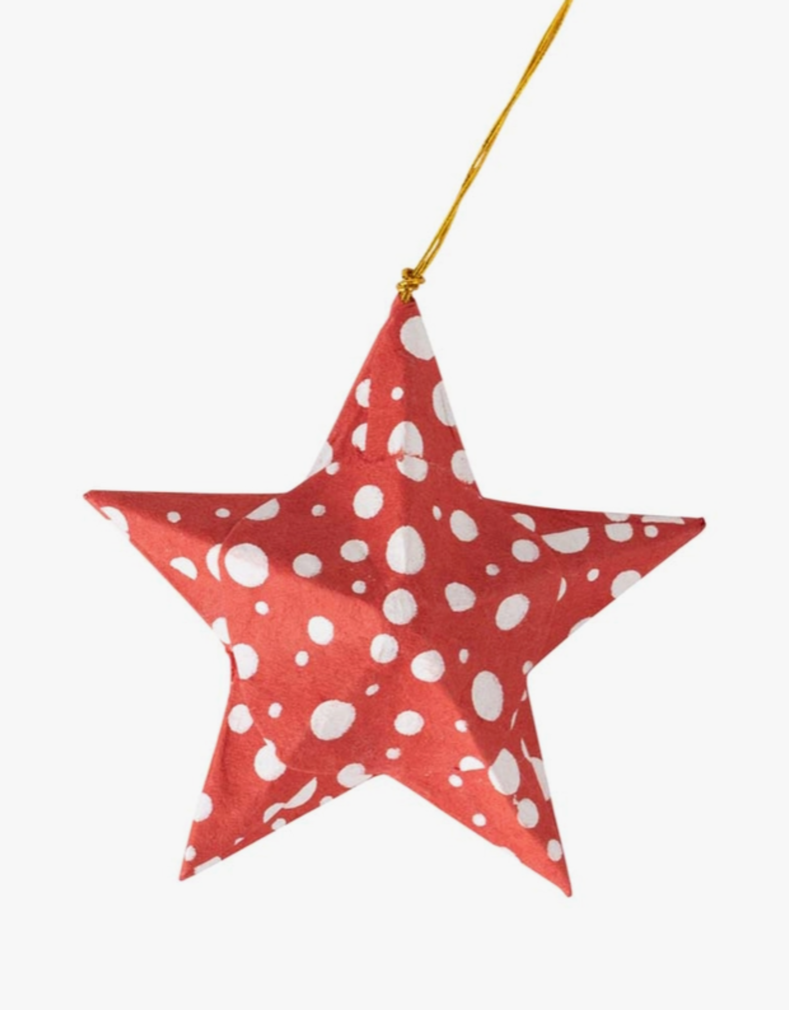 Ten Thousand Villages Red Polka Dot Star Ornament