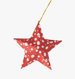 Ten Thousand Villages Red Polka Dot Star Ornament