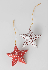 Ten Thousand Villages Red Polka Dot Star Ornament