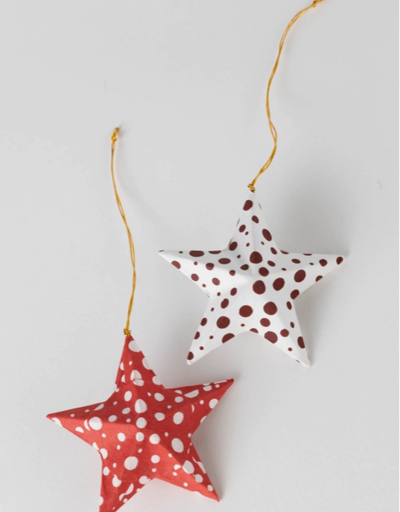 Ten Thousand Villages Red Polka Dot Star Ornament