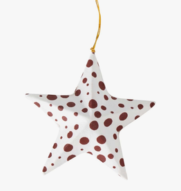 Ten Thousand Villages White Polka Dot Star Ornament