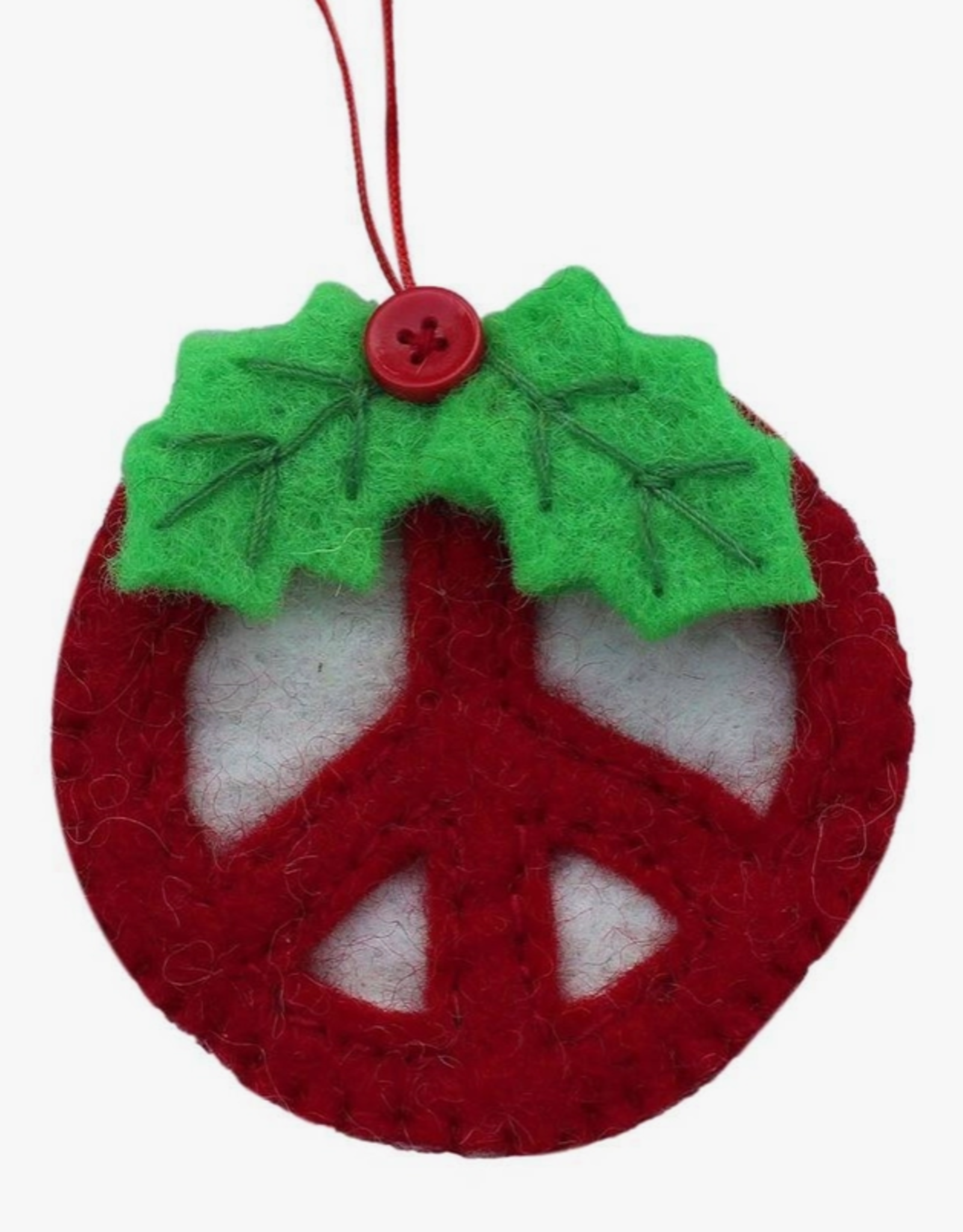 Global Crafts Red Peace Sign Felt Ornament