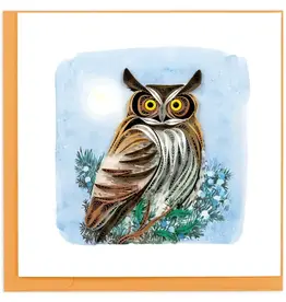 Quilling Card Quilled Great Horned Owl  in Snow Card