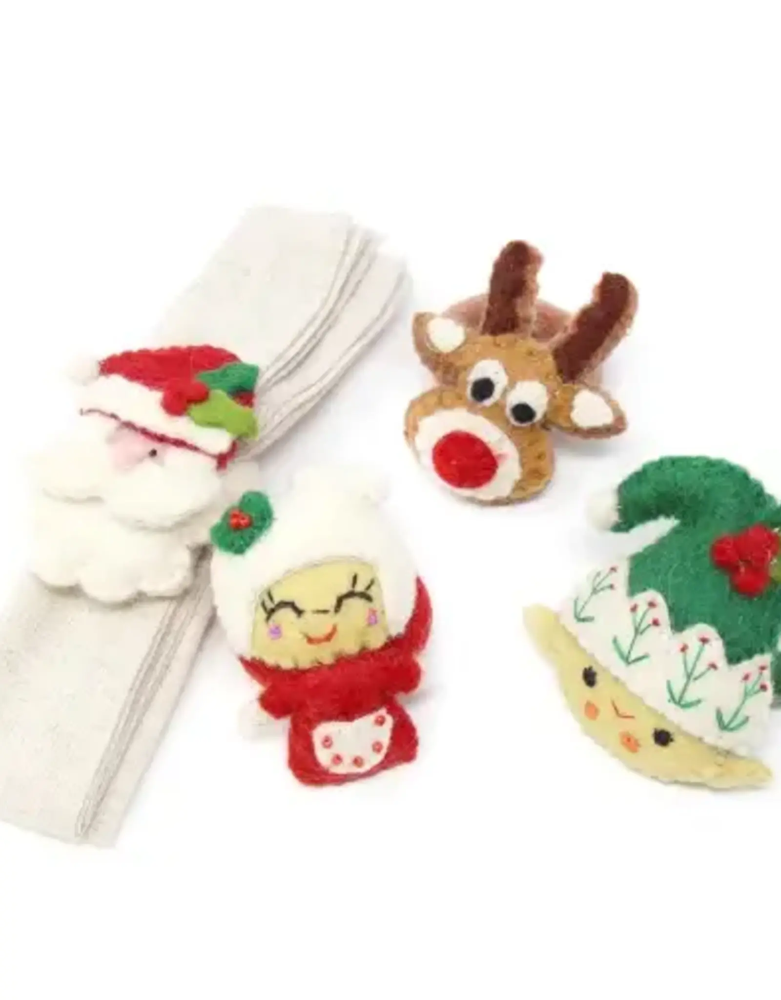 Global Crafts Christmas Santa's Crew Napkin Rings