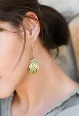 Matr Boomie Ruchi Hamsa Golden Dangling Earrings
