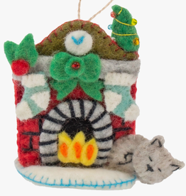 Global Crafts Night Before Xmas Cat Handmade Felt Ornament
