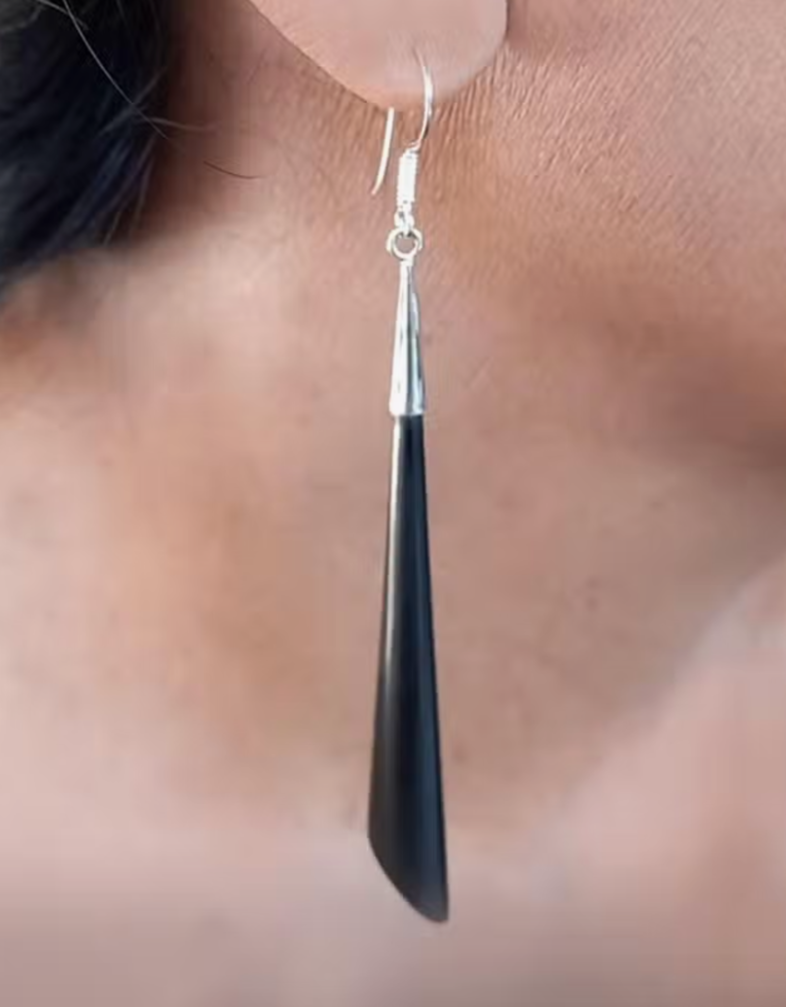 Women's Peace Collection Elegant Black Horn Earrings