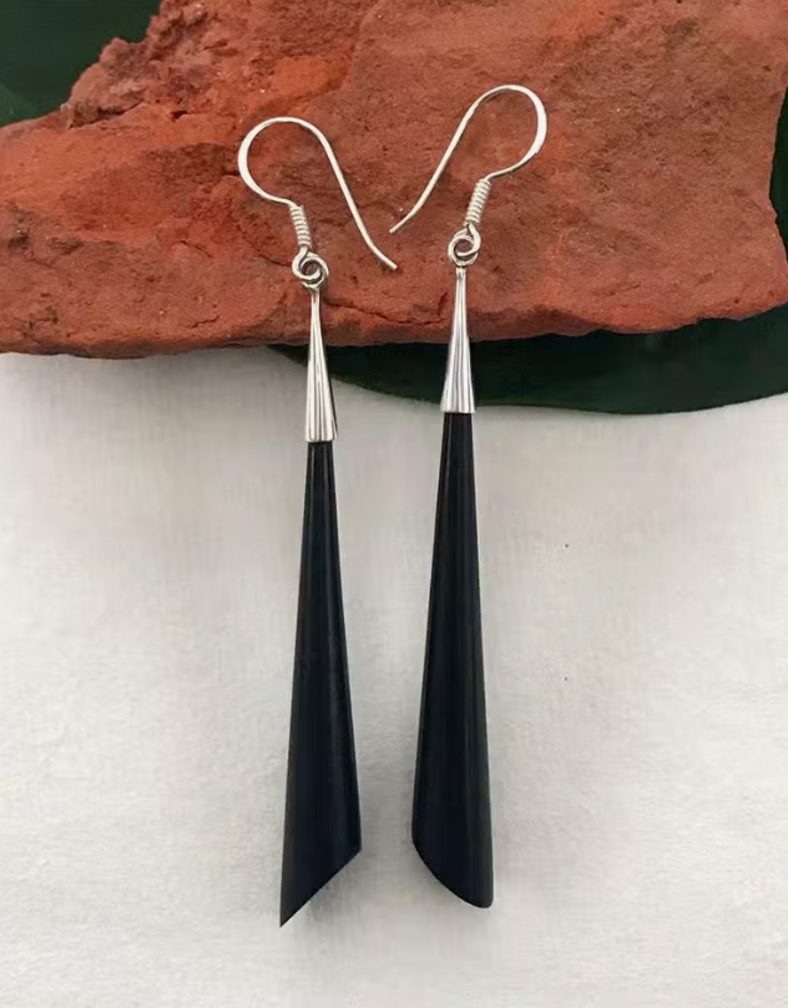 Women's Peace Collection Elegant Black Horn Earrings