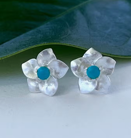 Women's Peace Collection Turquoise Flower Studs