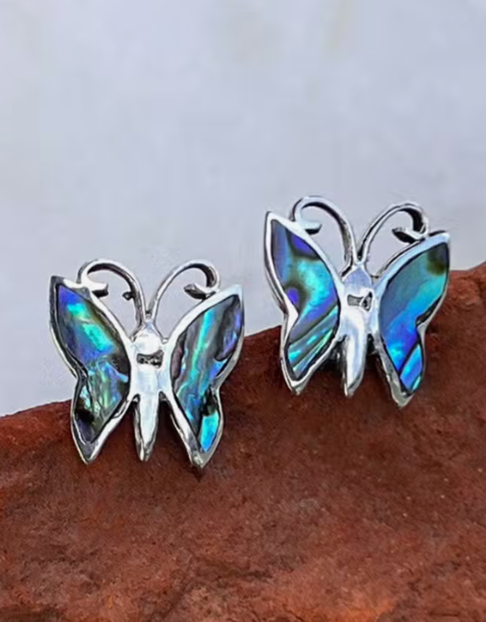 Women's Peace Collection Abalone Butterfly Studs