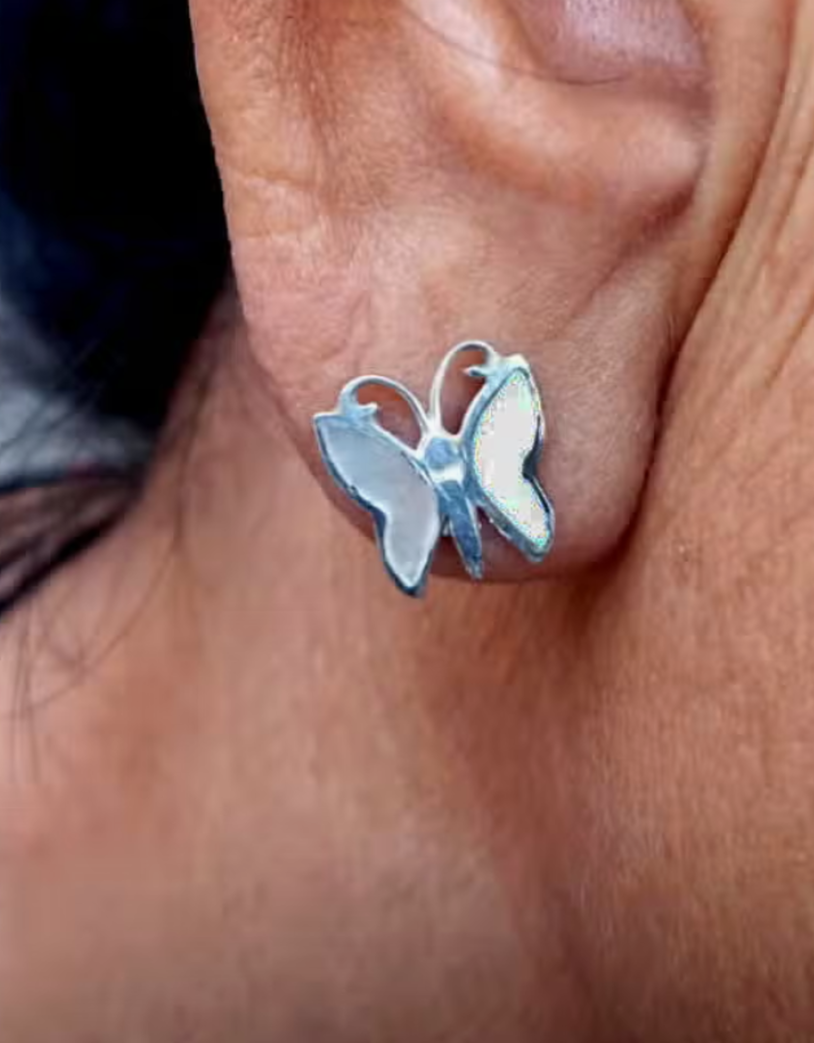 Women's Peace Collection Abalone Butterfly Studs