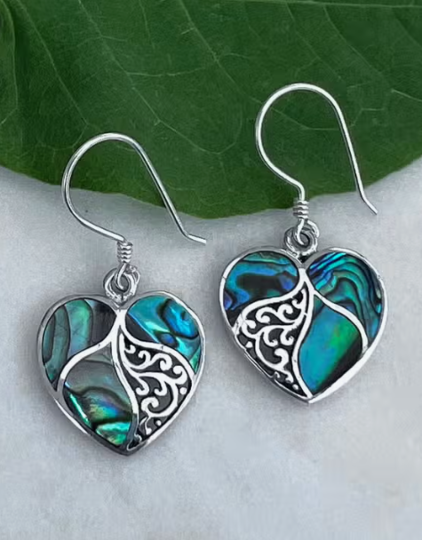 Women's Peace Collection Abalone Heart Earrings