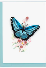 Quilling Card Quilled Blue Butterfly & Flowers Gift Enclosure Mini Card