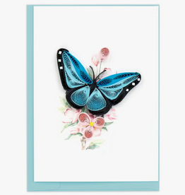 Quilling Card Quilled Blue Butterfly & Flowers Gift Enclosure Mini Card