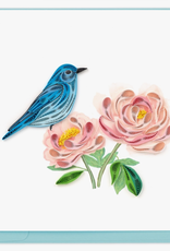 Quilling Card Quilled Bluebird & Peonies Greeting Card