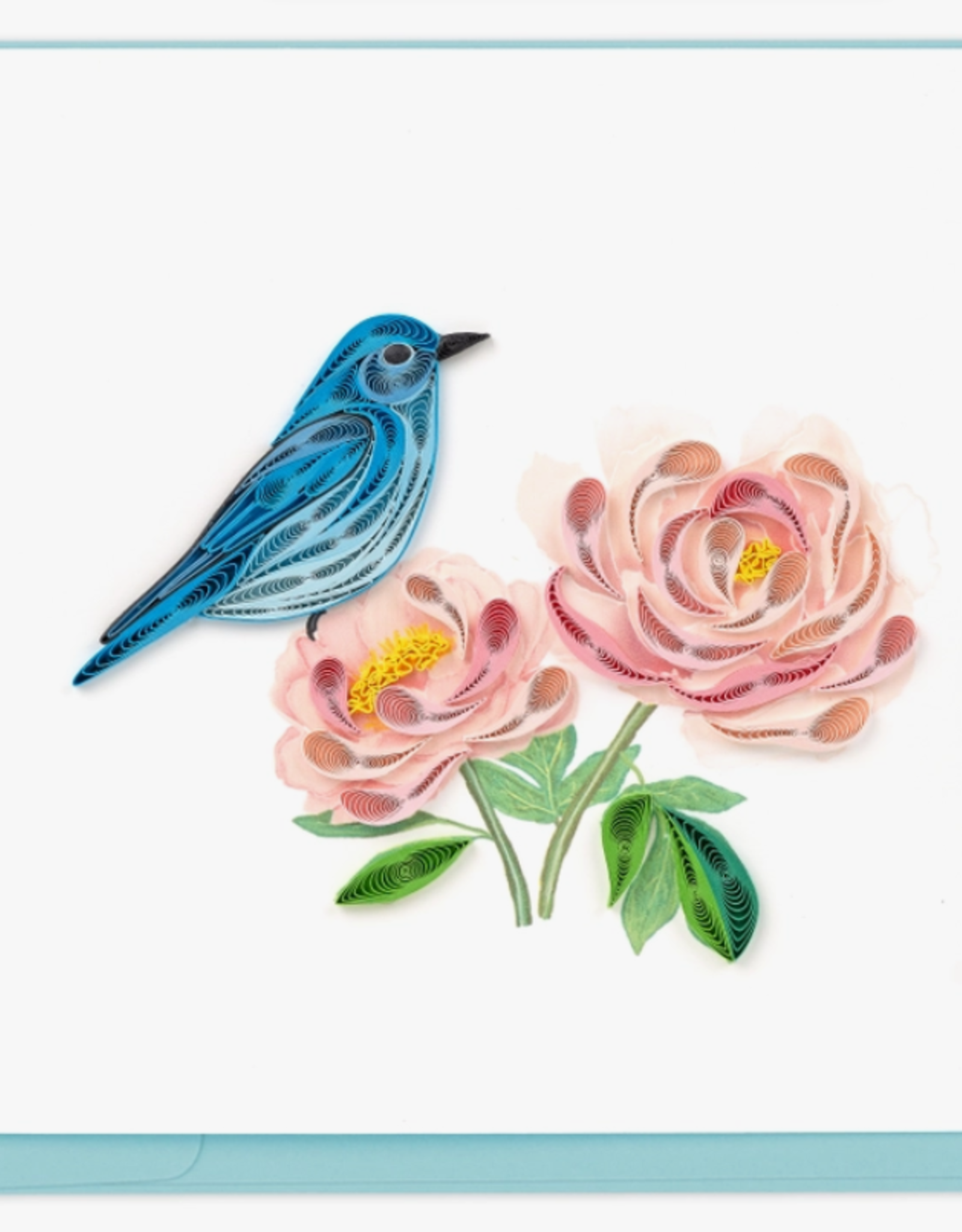 Quilling Card Quilled Bluebird & Peonies Greeting Card