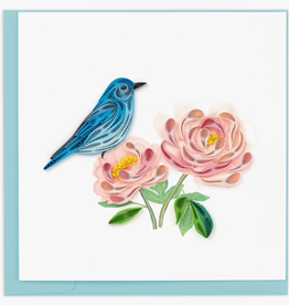 Quilling Card Quilled Bluebird & Peonies Greeting Card