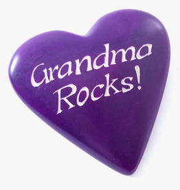 Swahili African Modern Kisii Stone Celebration Heart - Grandma Rocks!