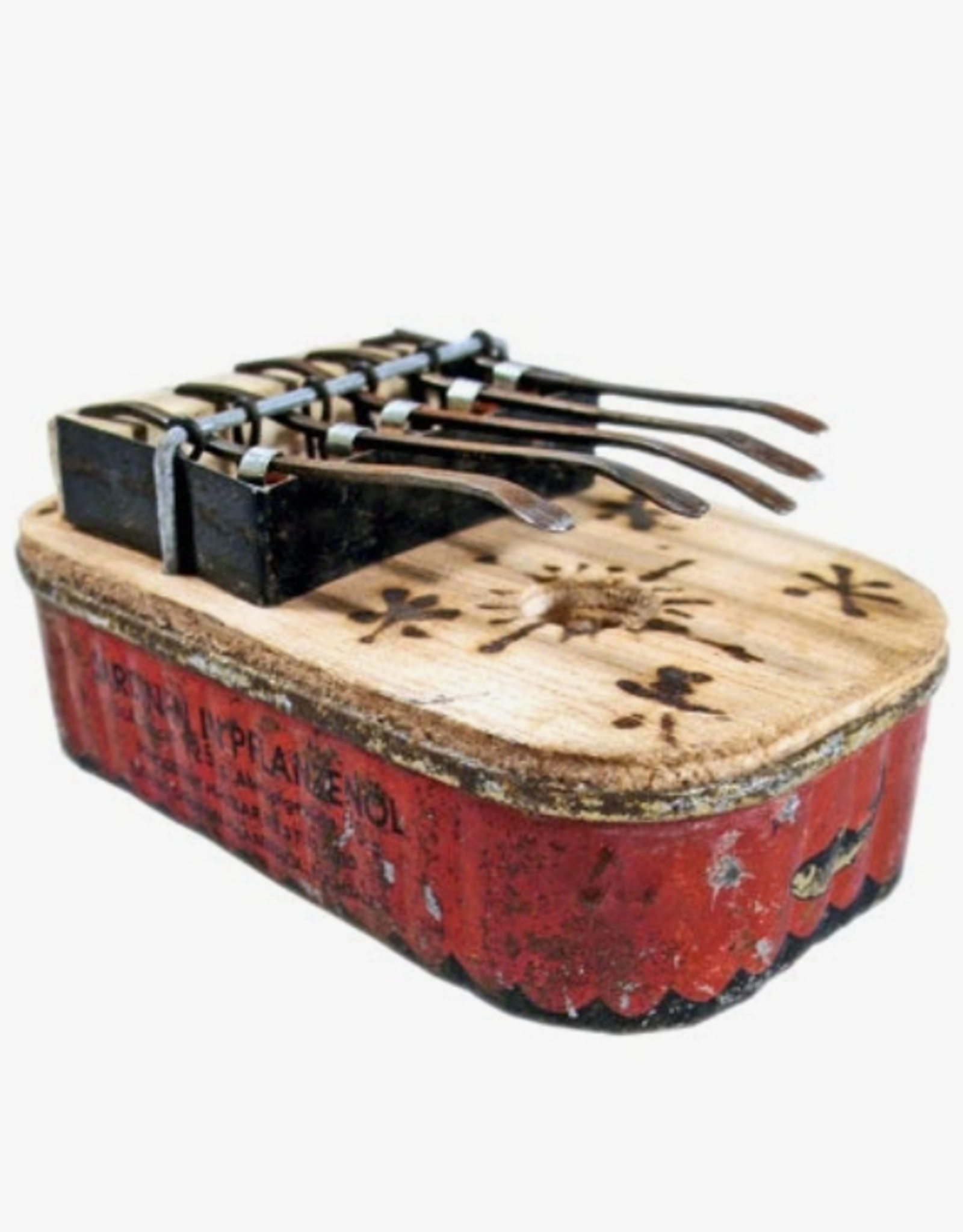 Swahili African Modern Small Square Recycled Tin Can Kalimba