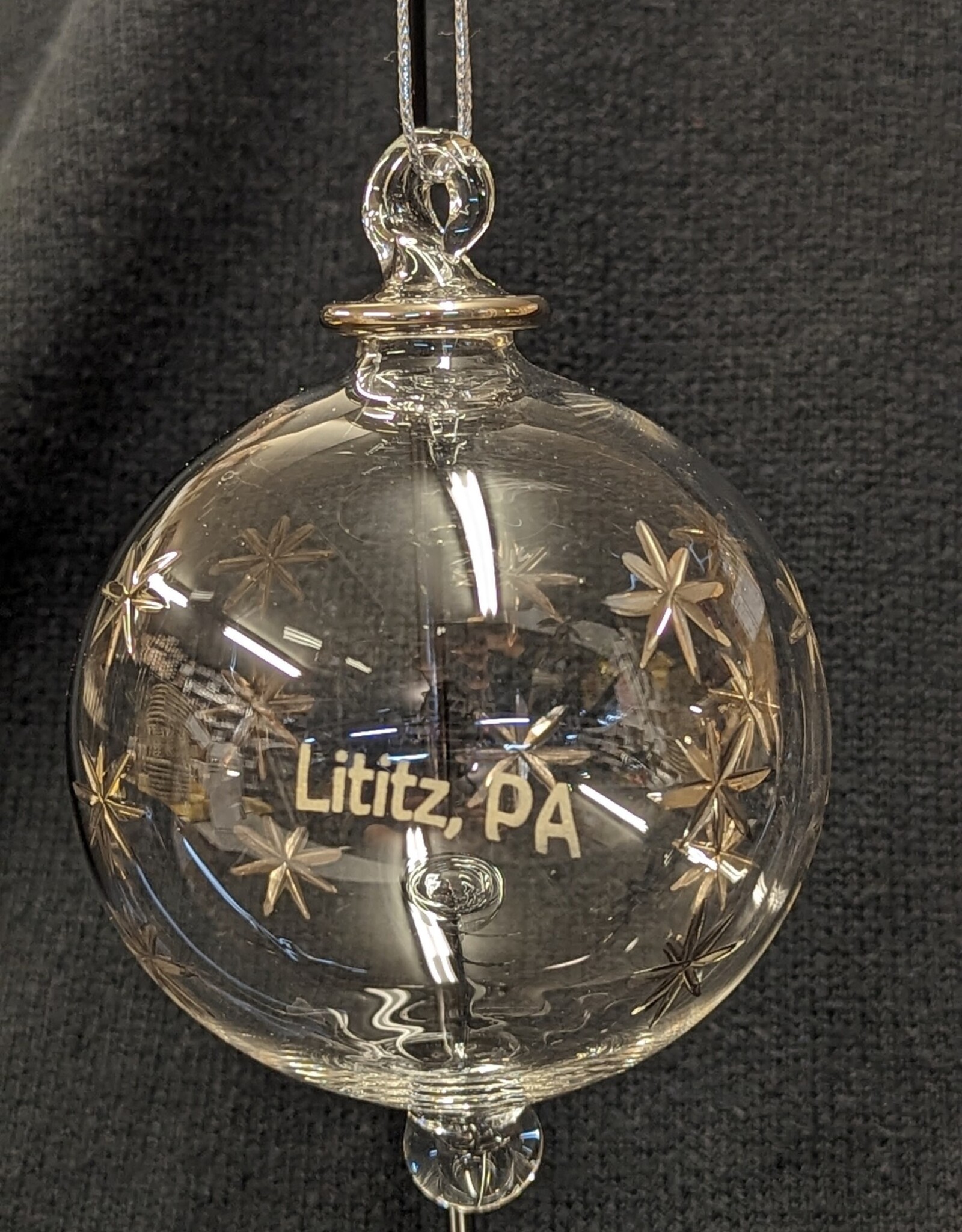 Dandarah Blown Glass Ornament - Silver Stars Lititz