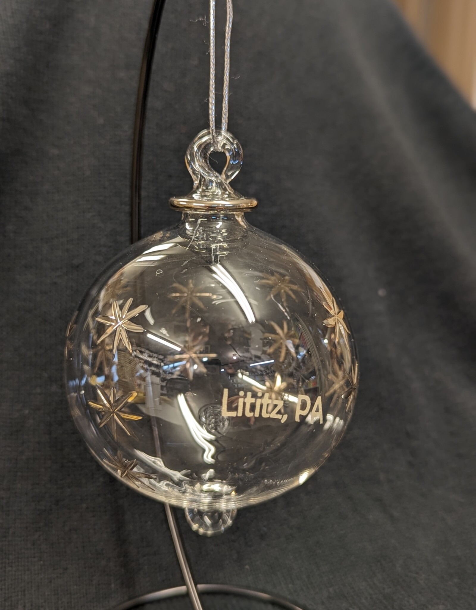 Dandarah Blown Glass Ornament - Silver Stars Lititz