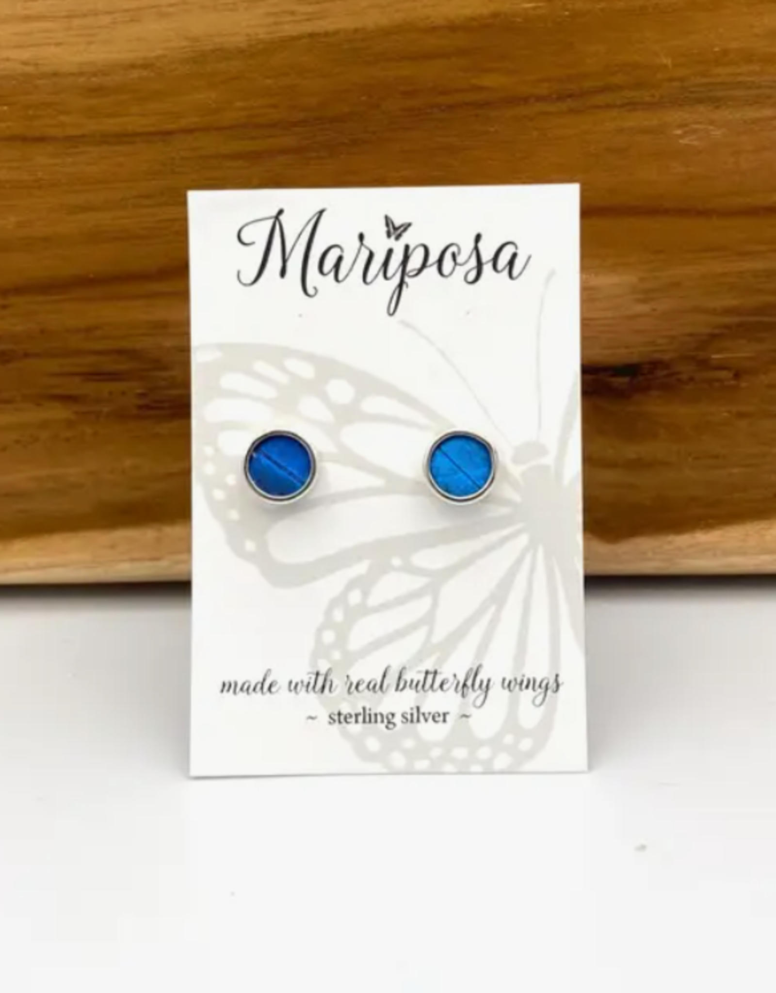 Women of the Cloud Forest Blue Morpho Butterfly Stud Earrings