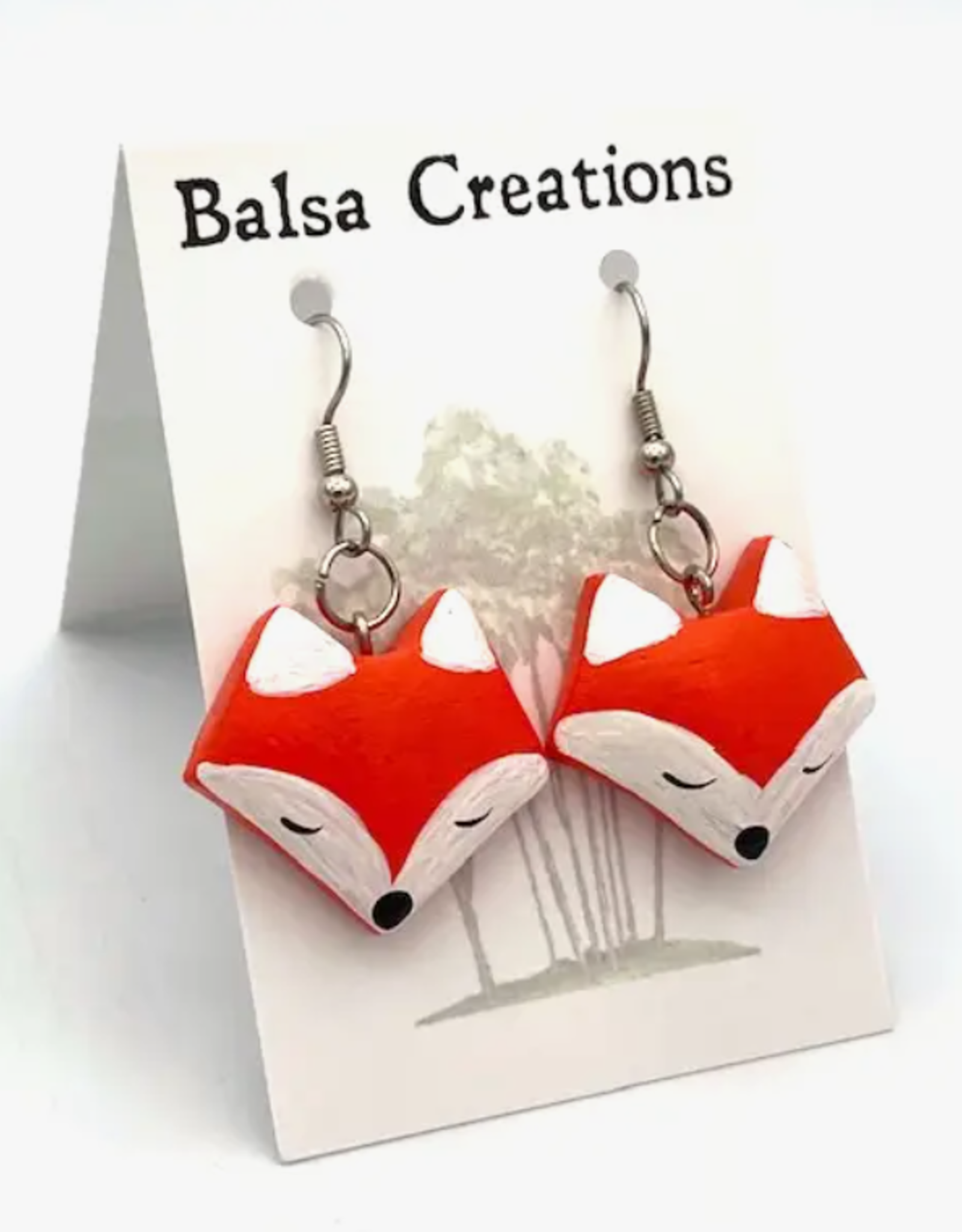 Women of the Cloud Forest Fox Balsa Earrings