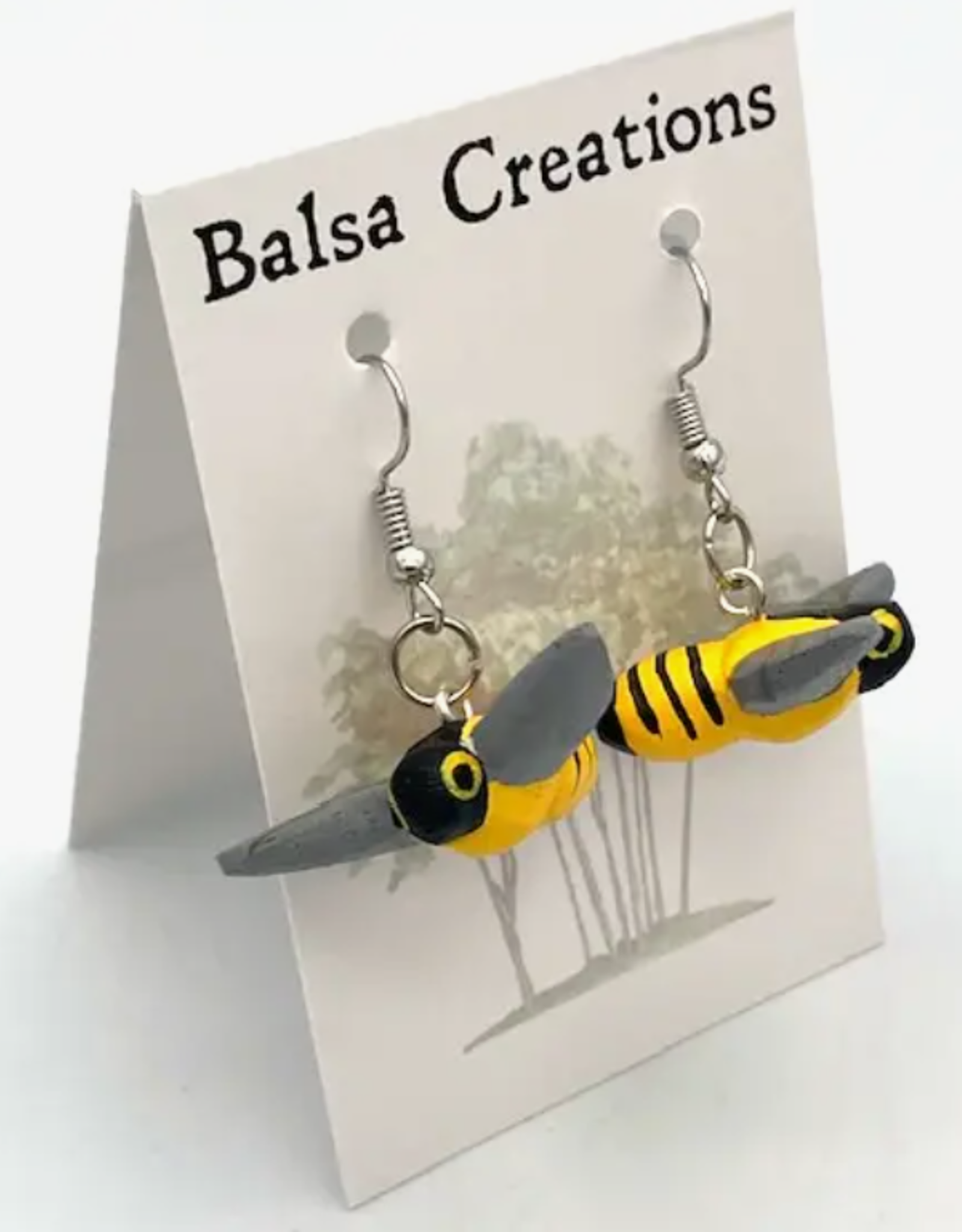 Women of the Cloud Forest Honeybee Balsa Earrings