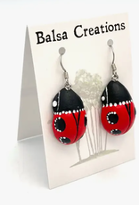 Women of the Cloud Forest Ladybug Balsa Earrings