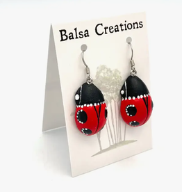 Women of the Cloud Forest Ladybug Balsa Earrings